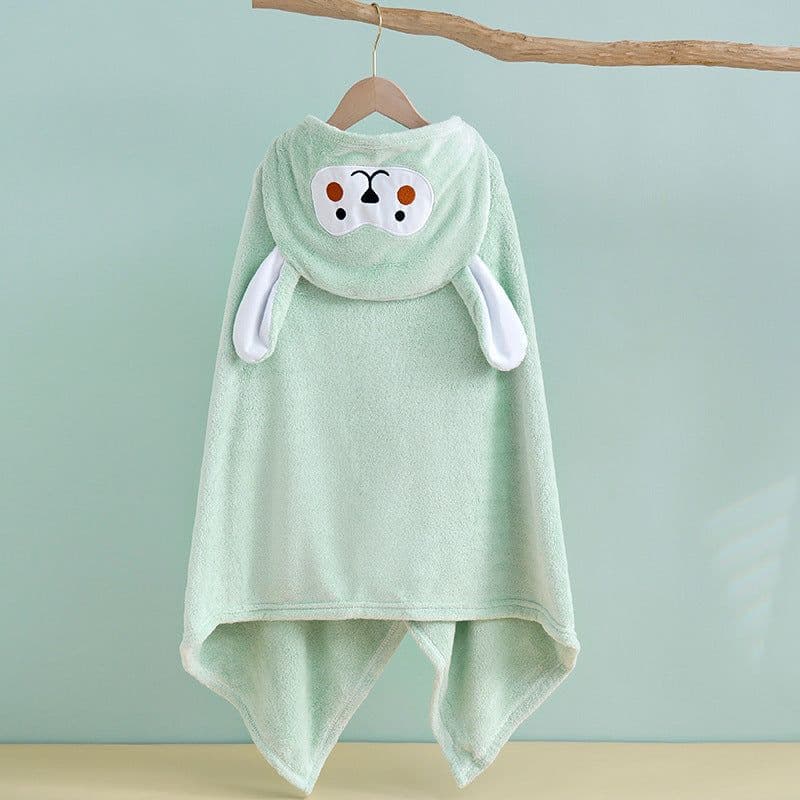 image-Bo Chuhui Long-eared Monkey Hooded Bathrobe - Purple Coral Fleece