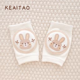 image-Cute baby knee pads for boys and girls crawling protective gear baby toddler anti-fall pure white sponge elbow pads summer thin