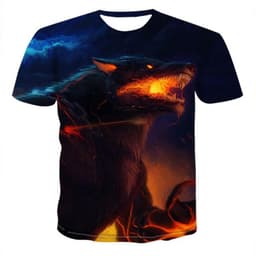 image-Wolf 3D Print T-Shirt - Black Short Sleeve