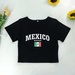 image-European American Y2K Blue Crop Top - Slim Fit