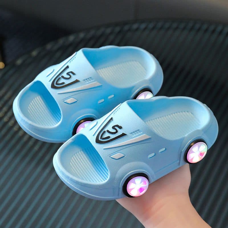 image-Kids' Cartoon Non-Slip Flip Flops - Pink Light Up, Size 36-37