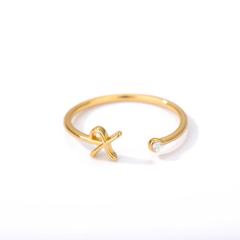 image-Cross-border simple letter ring English letter ring women's opening adjustable ring name ring spot