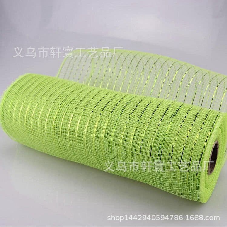 image-Christmas Wire Mesh Packaging - Red & White Strips 26cm x 10yds