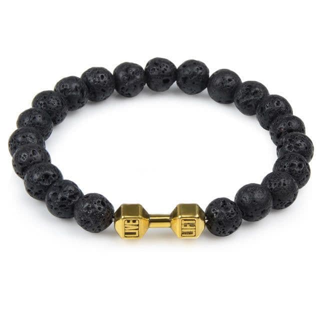 image-Volcanic Lava Dumbbell Bracelet Tiger Eye Blue Turquoise White Turquoise Bracelet Ladies and Men Jewelry Cross-border Hot Sale