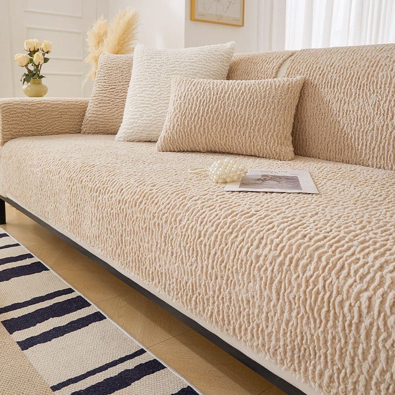 image-Erfeng Velvet Sofa Cushion - Pink Sherpa - Universal Non-Slip Design