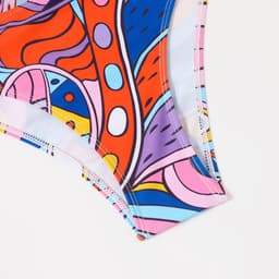 image-Women's Three-Piece Swimsuit - Printed Bikini with Mesh Skirt