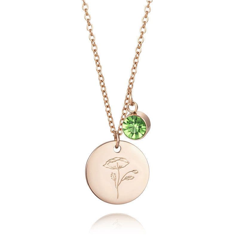 image-Source Manufacturer Fashion Stainless Steel Necklace European and American Flower Twelve Birthstone Necklace Jewelry Female Titanium Steel Necklace