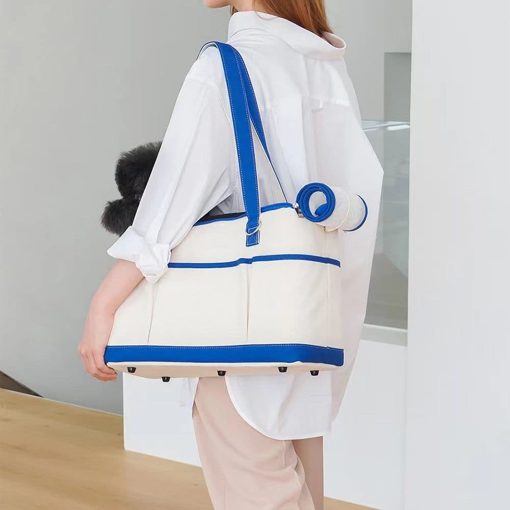 image-Canvas Pet Carrier Bag - Portable Shoulder Bag for Cats & Small Dogs
