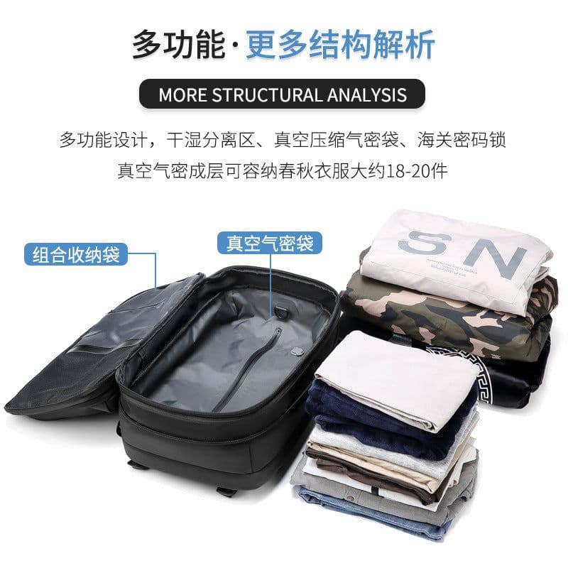 image-Cross-border travel new backpack men's business multi-function computer bag vacuum compression large capacity backpack TPU