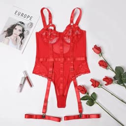 image-European & American Sexy Lace Jumpsuit, Dark Green, L, In Stock