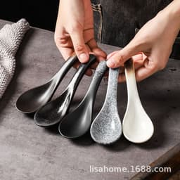 image-Creative Ceramic Spoon - Sesame Gold Flower
