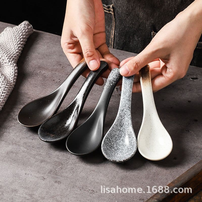 image-Creative Ceramic Spoon - Sesame Gold Flower