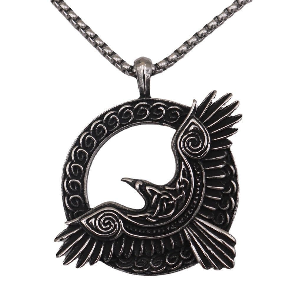 image-Viking Crow Titanium Steel Necklace - Popular Jewelry Amulet Pendant