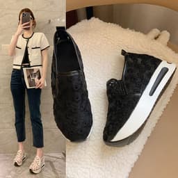 image-Platform Sole Mesh Shoes - Khaki Women's Size 35