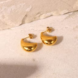 image-C Hoop Earrings - 18K Gold Plated Stainless Steel