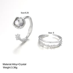 image-Moonstone Geometric Rings 2-Piece Set - Simple Fashion Jewelry for Women