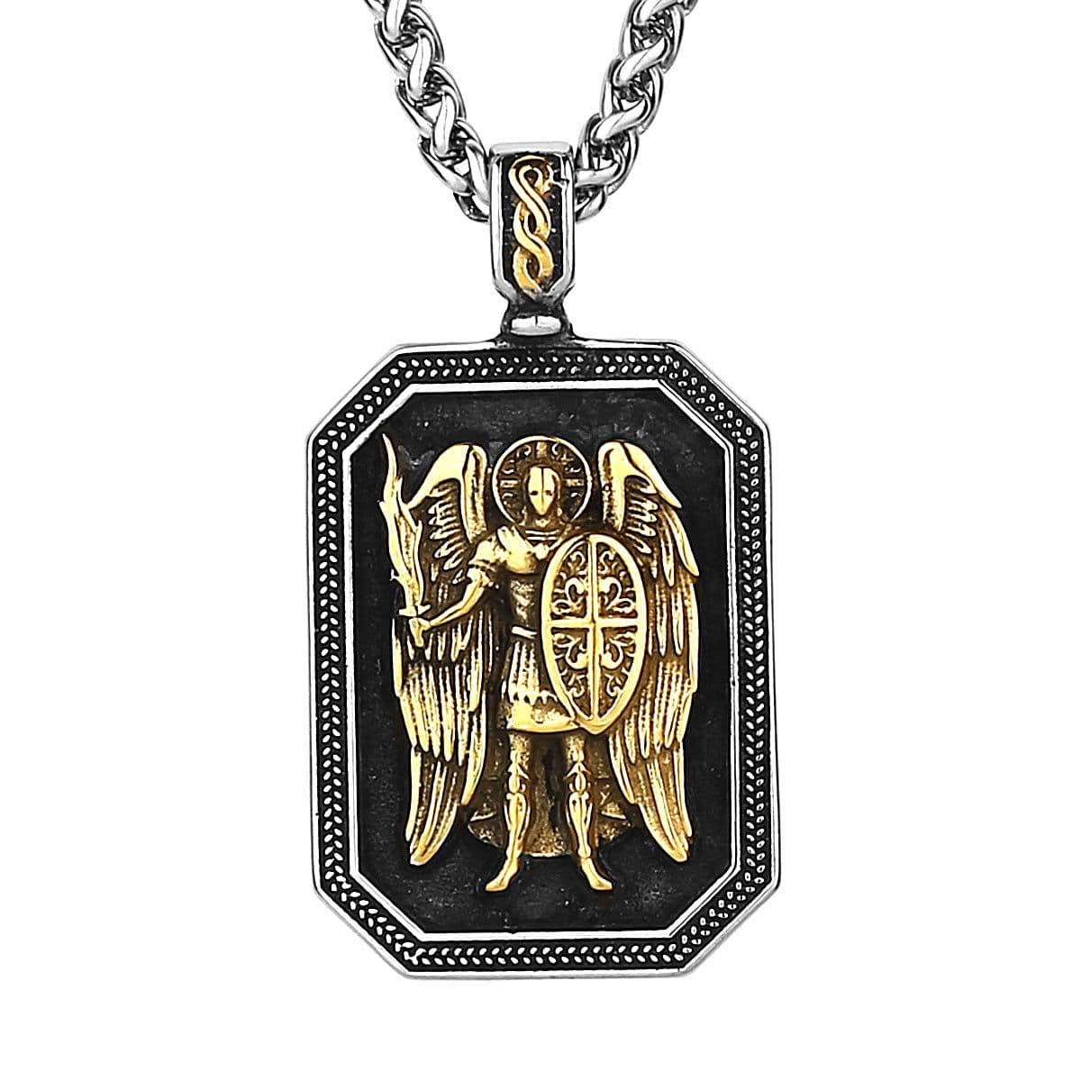 image-Gold Angel Sword Titanium Steel Pendant Necklace