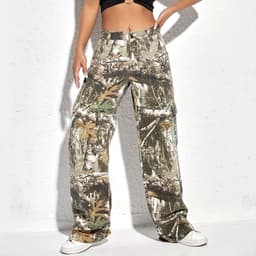 image-Women's High Waist Straight Denim Trousers - Casual