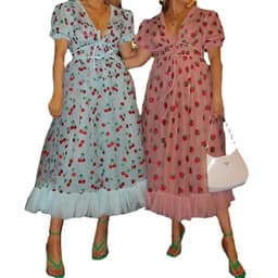 image-Women's A-Line Dress - Blue Sequin V-Neck Short Sleeve