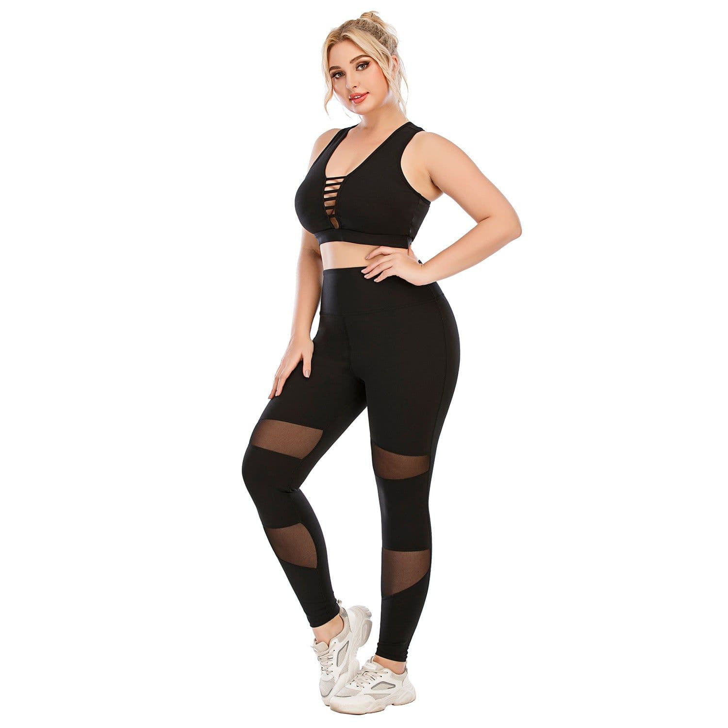 image-Plus Size Yoga Suit with Sports Bra - Tight Fit