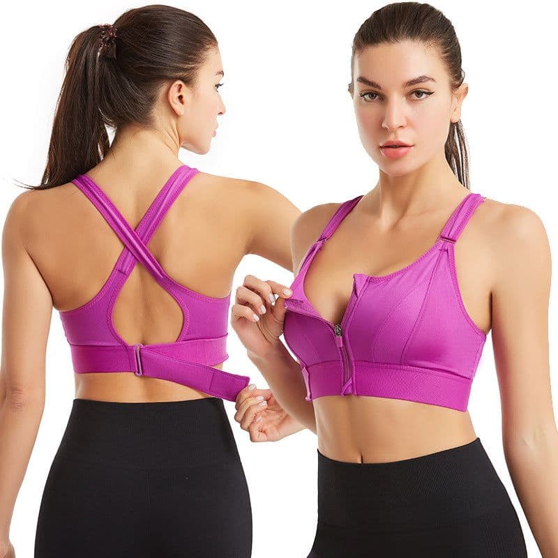 image-Adjustable Front Zipper Sports Bra Breathable For Women
