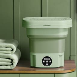 image-Small Folding Washing Machine - 8L Mint Green