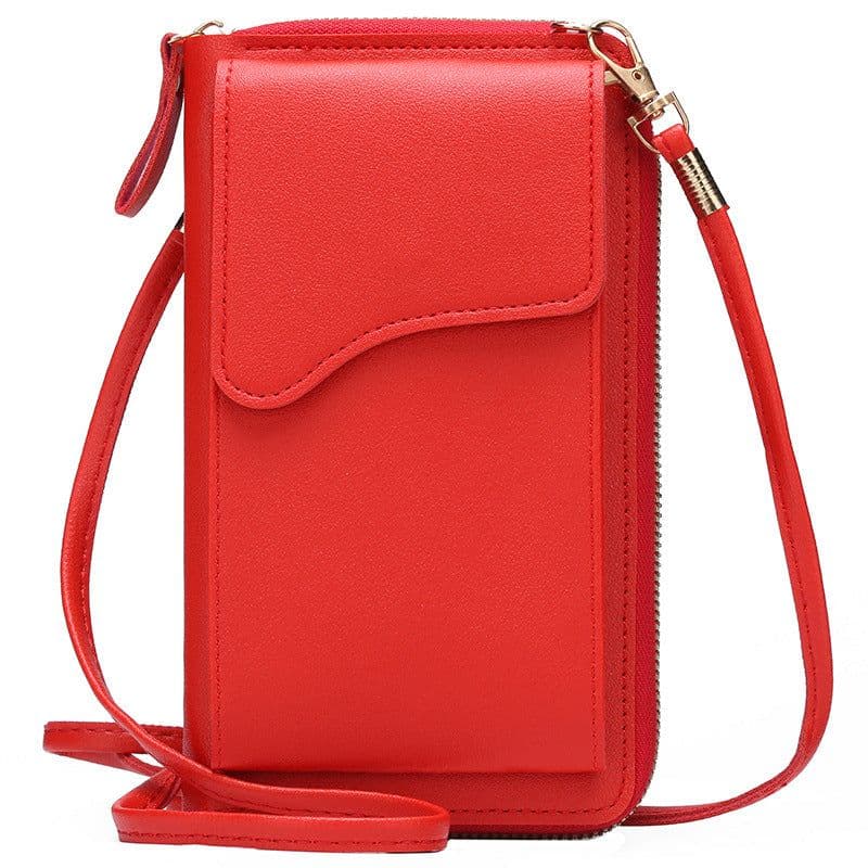 image-Light Purple PU Leather Phone Bag - Korean Style