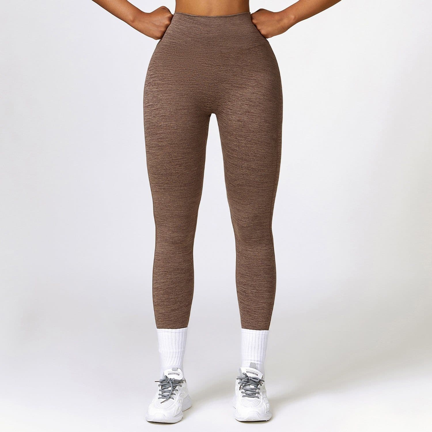 image-Zechuang Yoga Pants - Iced Coffee XL Cationic Fabric High-Waisted Sports Tights