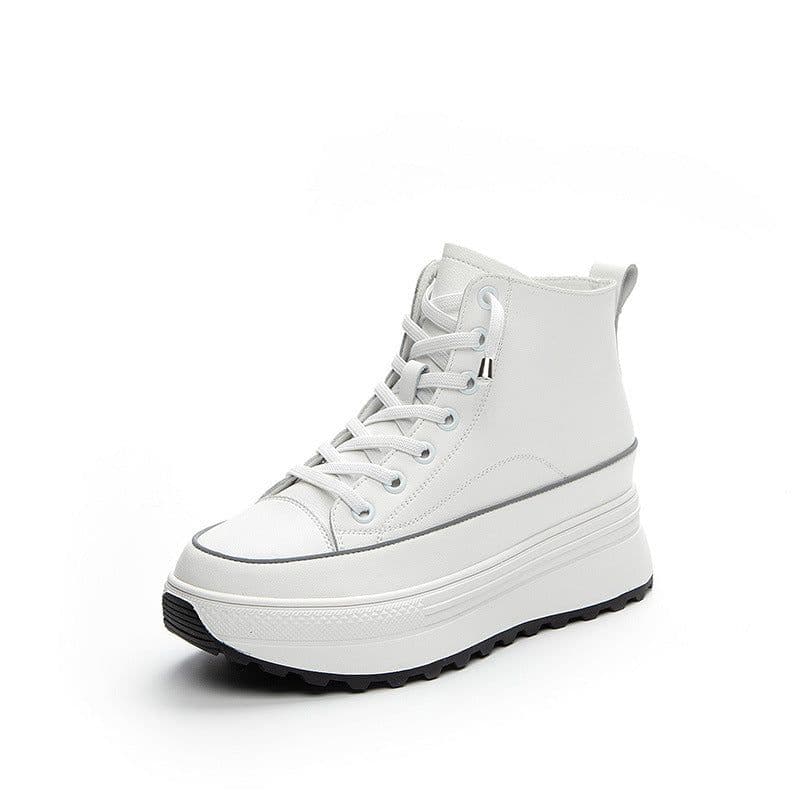 image-BRYX High-Top Leather Shoes - Brown Velvet, Platform, Heeled, 40, Versatile Women's