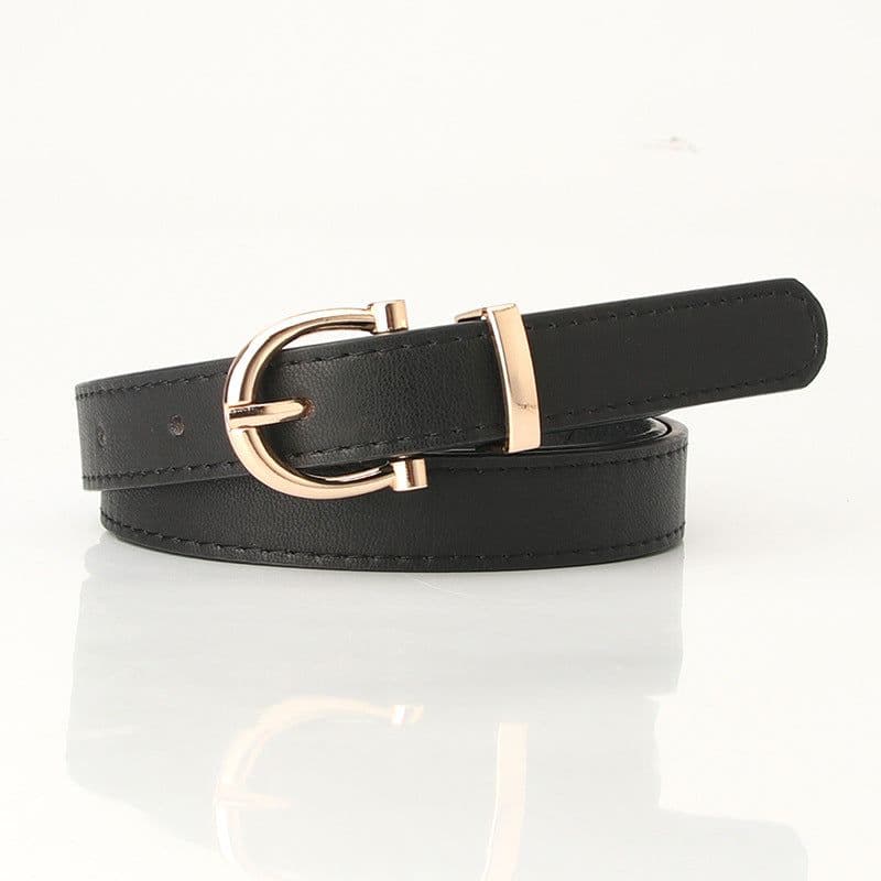 image-Korean Fashion Belt for Ladies - Imitation Leather, Alloy Buckle, Decorative Thin Jeans Belt
