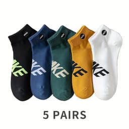 image-Men's Ankle Socks - Breathable Cotton Sports Socks