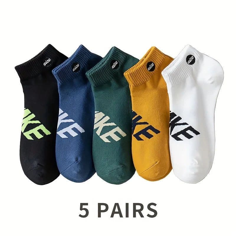 image-Men's Ankle Socks - Breathable Cotton Sports Socks