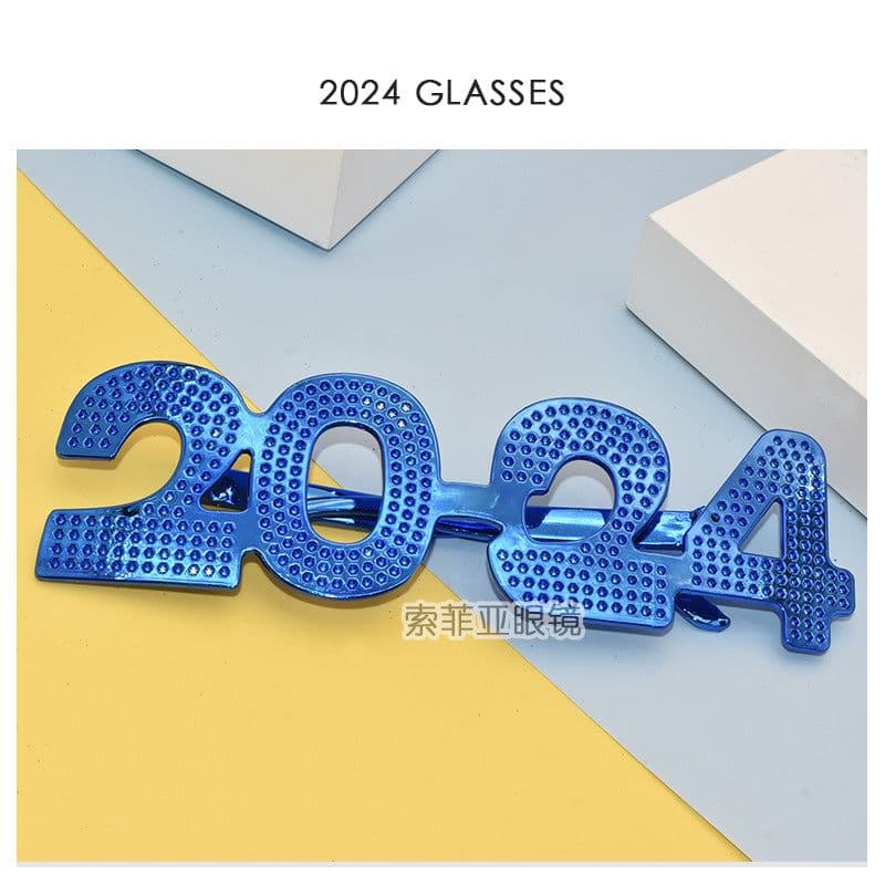 image-2024 Digital Glasses Cross-border New Year's Eve Party Decoration Christmas Glasses Digital Funny Sunglasses