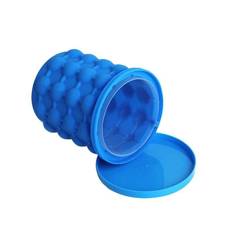 image-Large Silicone Ice Cube Maker, Blue, Round Baking Mold