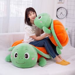 image-New Orange Tortoise Plush Toy - Cute Pumpkin Turtle Pillow for Kids