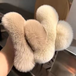 image-Rex Rabbit Fur Hair Clip - Moss Green XL 15cm Plush
