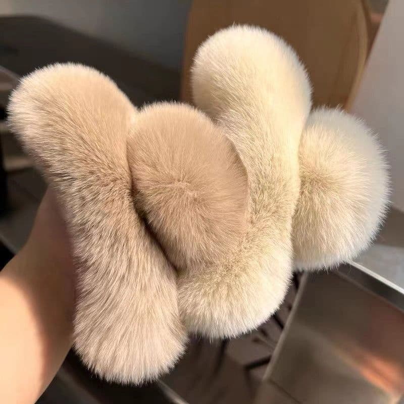image-Rex Rabbit Fur Hair Clip - Moss Green XL 15cm Plush