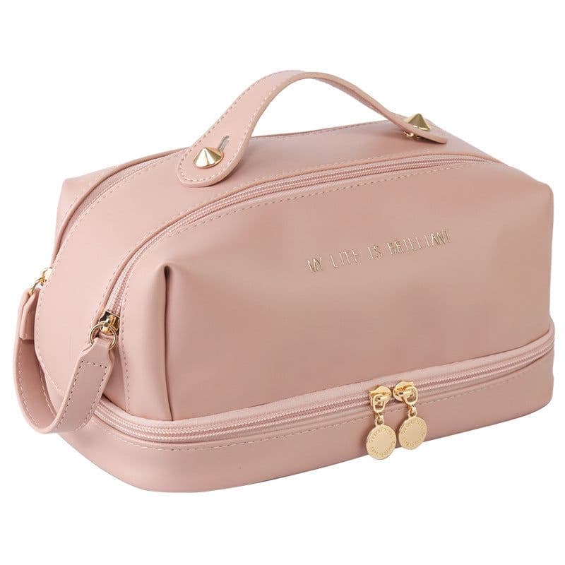 image-Yuerui Cosmetic Bag - Mocha Brown PU Leather