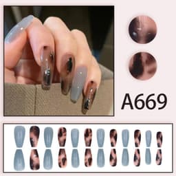 image-Autumn and winter gentle and pure desire simple style wearable manicure patches short, medium and long style white removable fake nail patches