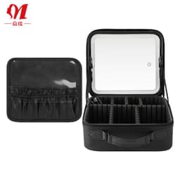 image-Cosmetic Bag with LED Mirror - Large Capacity Travel