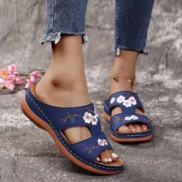 image-Women's Flower Wedge Sandals - Green Size 43