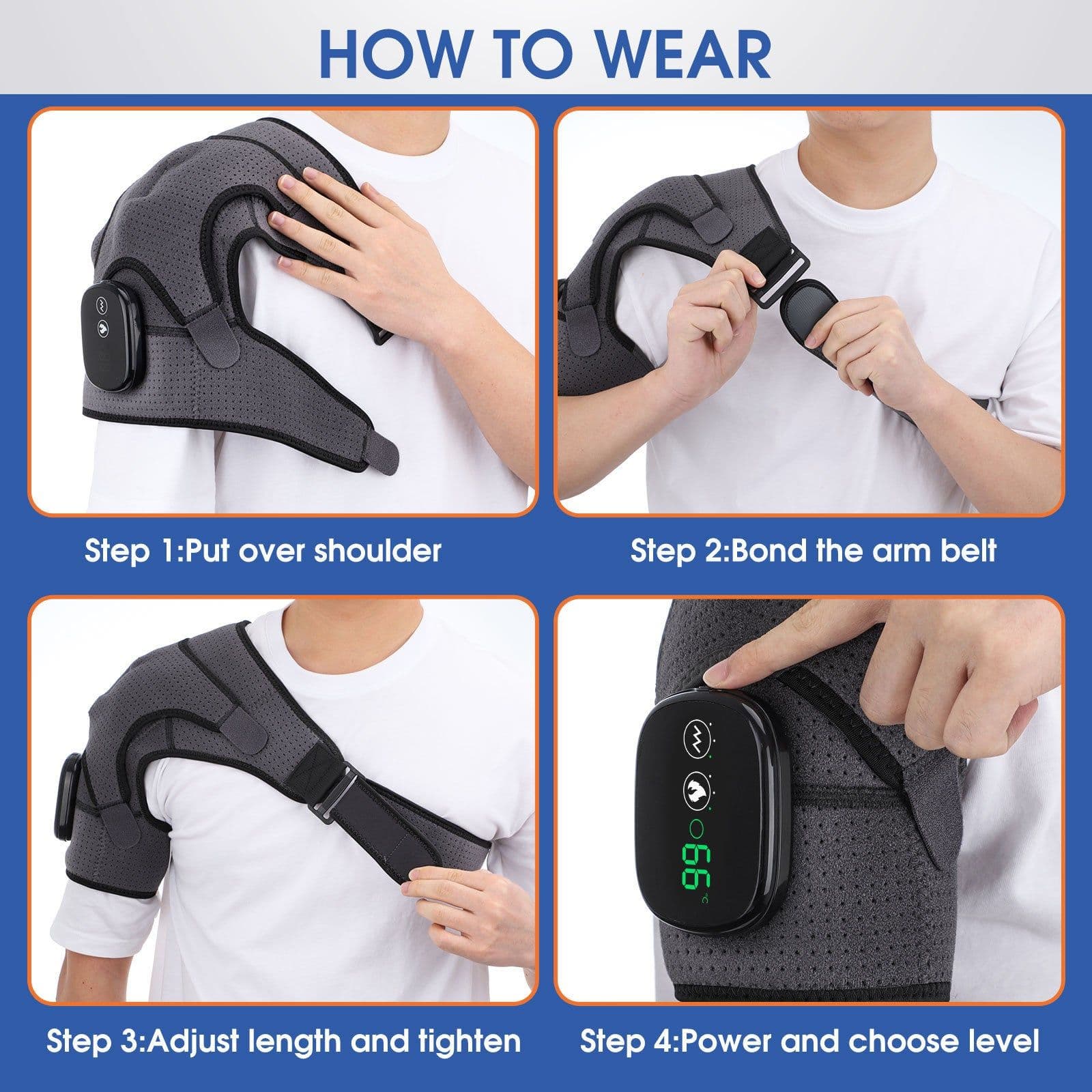 image-HailiCare D10220008 Electric Heating Shoulder Pads Pure Black