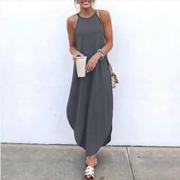 image-Leaves Green Round Neck Polyester Dress 5XL