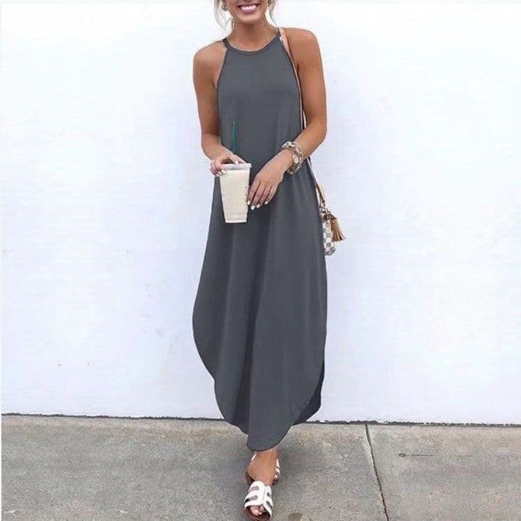 image-Leaves Green Round Neck Polyester Dress 5XL