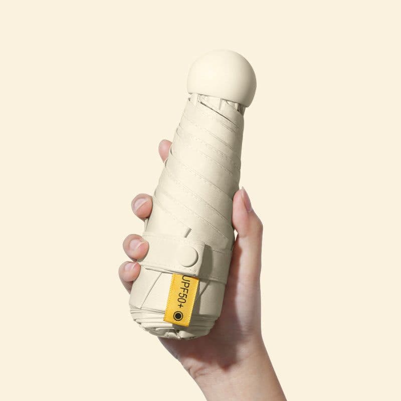 image-Capsule UV Sun Umbrella - Compact, Milky Blue & Black, UPF > 50, Portable