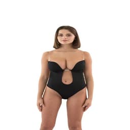 image-Slender Spandex One-Piece Corset Dress, Black, 42/XXXL