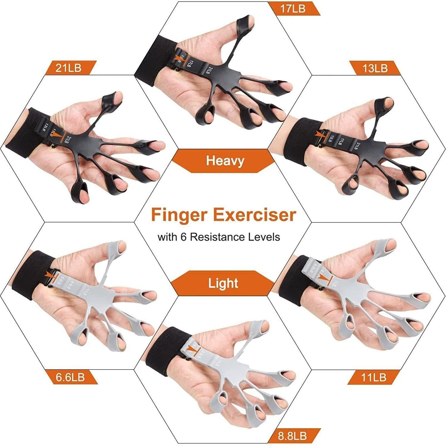 image-Silicone 5 Finger Exerciser - Universal Fitness Trainer