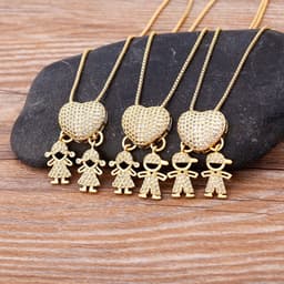 image-Children's Number Pendant Necklace - 18k Gold Plated Copper