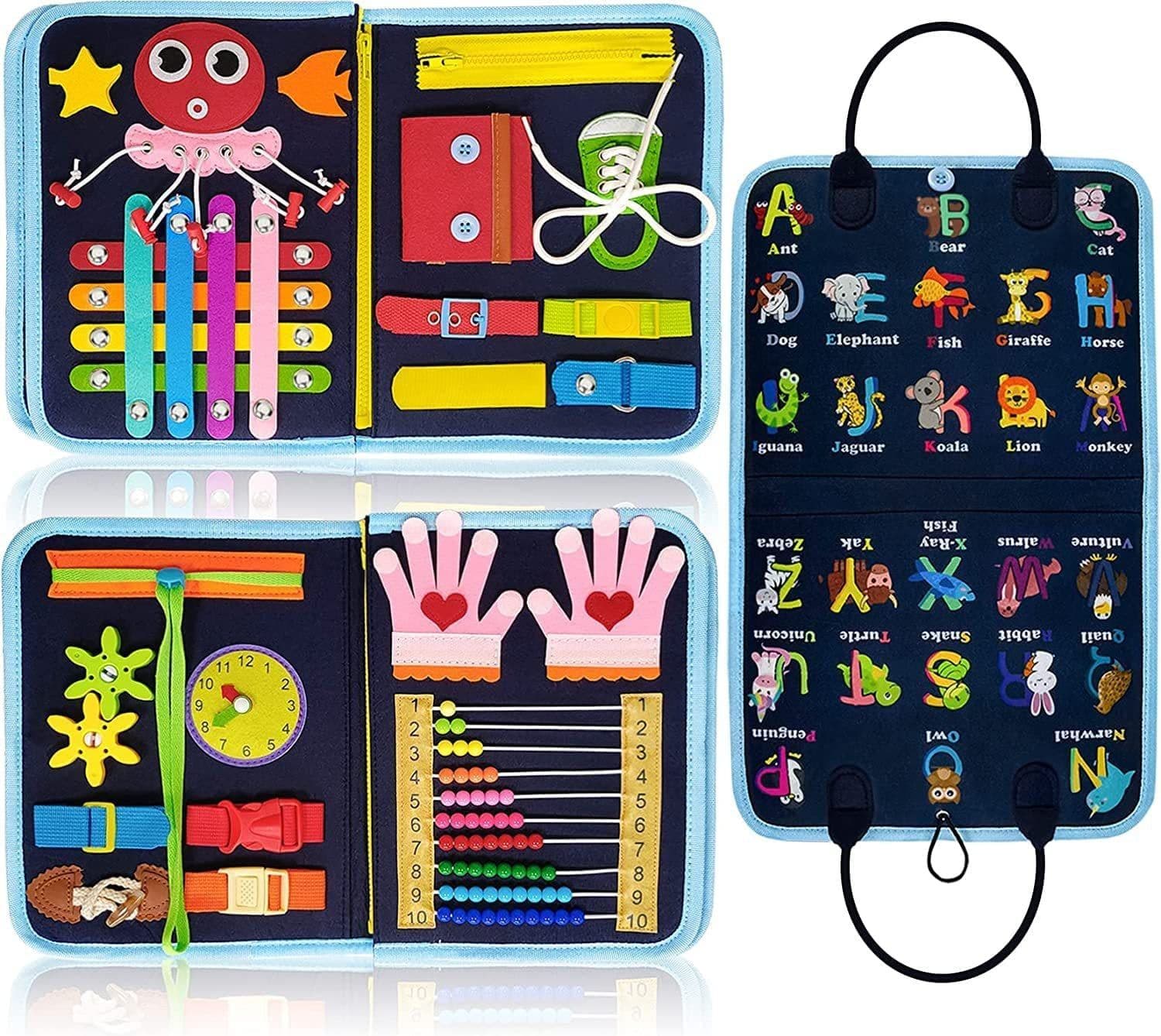 image-Busy Board Felt Dressing Buckle Learning Toy - Kids 4-6