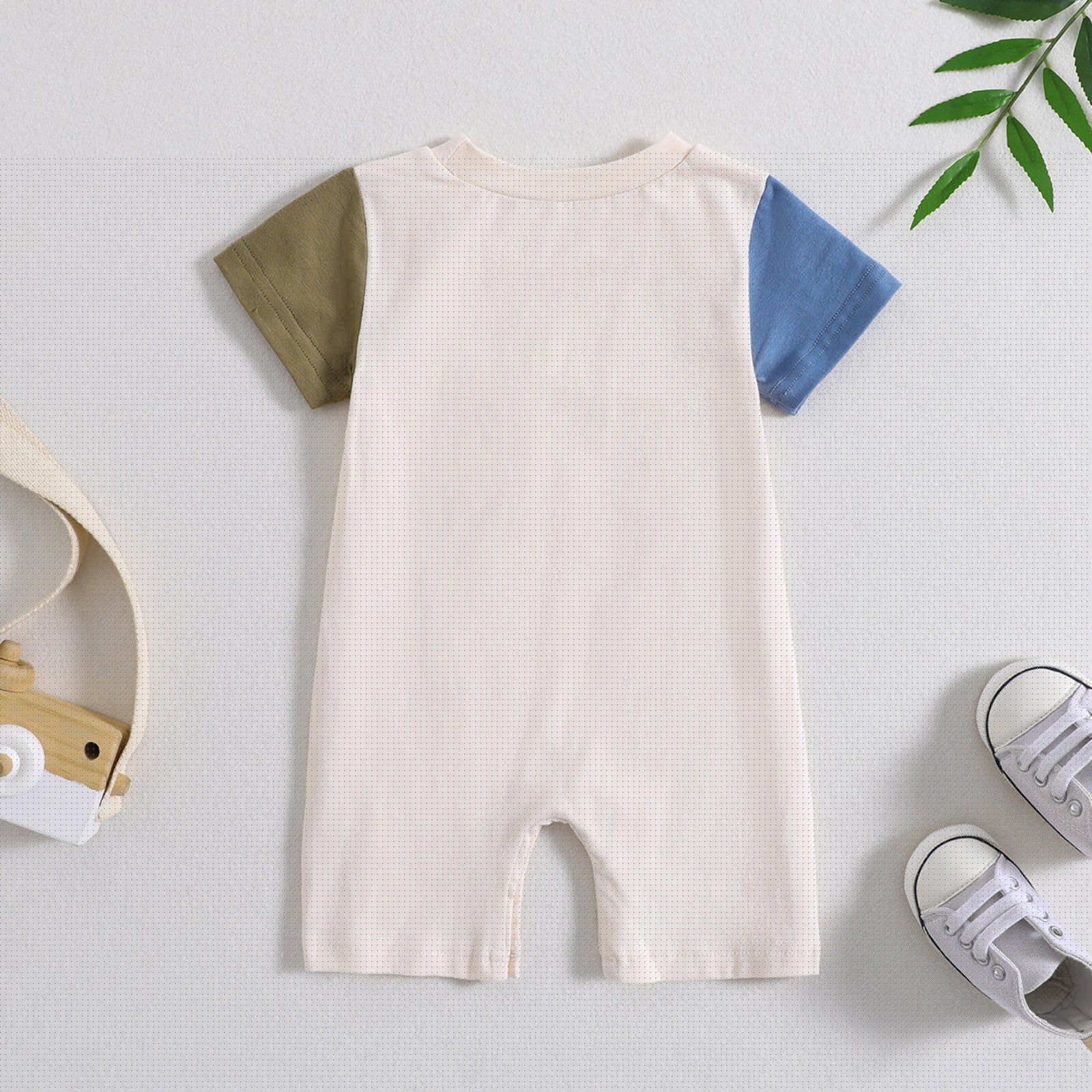 image-Baby Romper Summer Short Sleeve Army Green Blue 100cm